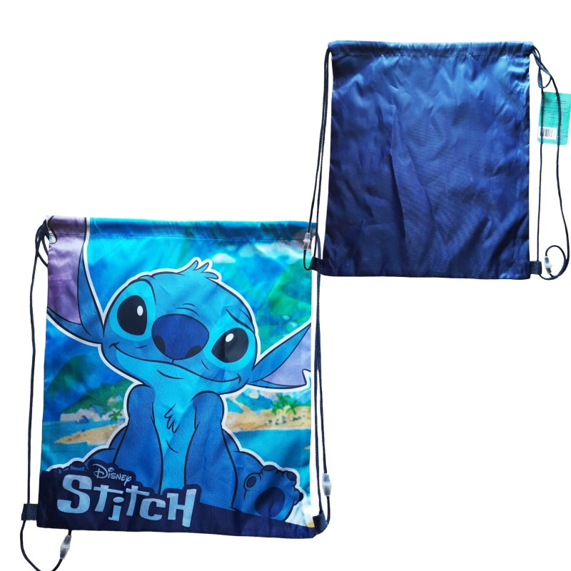 Sacca Borsone di Stitch Celeste Boys Disney Borsa Tempo Libero Scuola Palestra 38X29cm Bambini