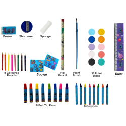 Valigetta 52 Pezzi Colori Stitch Disney - Kit Completo di Cancelleria per Bambini