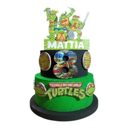 Torta Scenografica Tartarughe Ninja Personalizzata con Nome e Età 70 cm – Torta Finta in Polistirolo Festa Compleanno Bambini