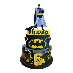 Torta Scenografica Batman City Personalizzata – Fake Cake in Polistirolo 2 Piani per Compleanno Supereroe