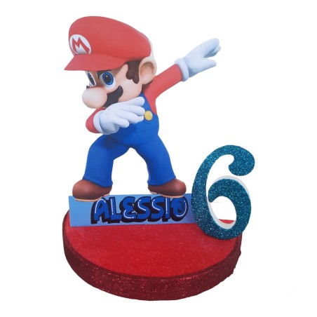 Centro Tavola Sagoma Super Mario Personalizzato: Nome ed Età – Sagoma 3D in Polistirolo