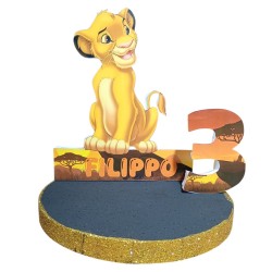 Centrotavola Re Leone Simba Personalizzato con Nome ed Età – Decorazione 3D in Polistirolo per Compleanno Bambino a Tema Disney