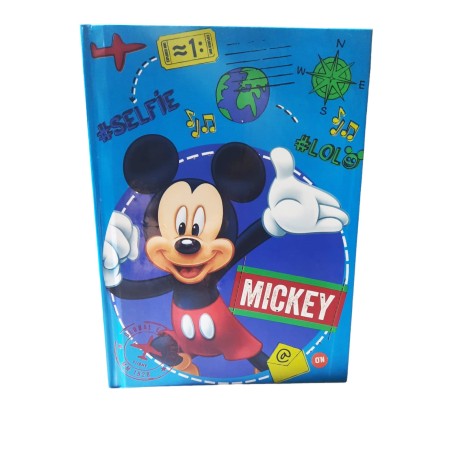 "Diario Scuola 10 Mesi Mickey Mouse - Copertina Imbottita, Quadretti, Ufficiale Disney"