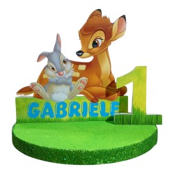 Centro Tavola Sagoma 3D Bambi e Tamburino Personalizzato: Nome ed Età Decorazione Compleanno Bambini