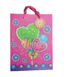 Buste Regalo in Carta Rigida con Cuore e Palloncini Glitter 3D, 23x18 cm, con Chiudi Pacco