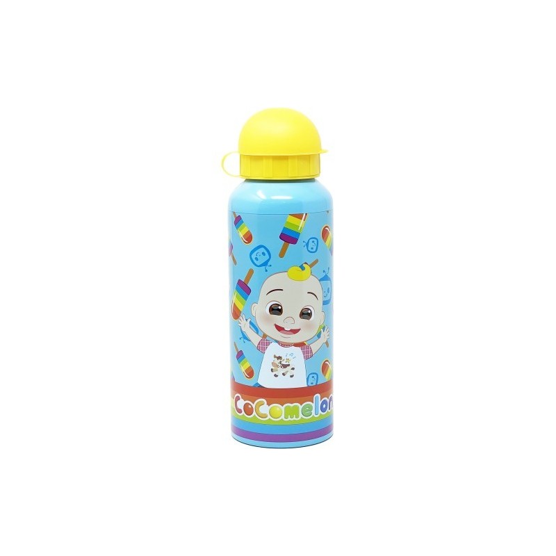 Borraccia in Alluminio Cocomelon 500 ml – Beccuccio Retrattile e Coperchio Protettivo per Bambini