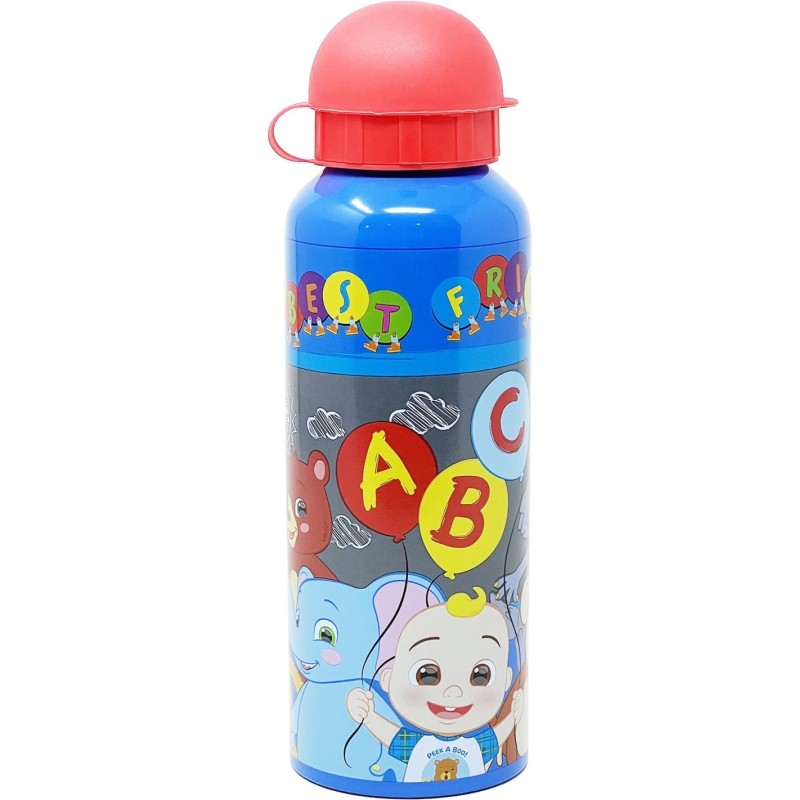 Borraccia in Alluminio 500ml Cocomelon JJ – Beccuccio Retrattile e Coperchio Protettivo per Bambini