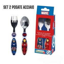 Posate Avengers Marvel: Forchetta e Cucchiaio in Acciaio Inossidabile per Bambini