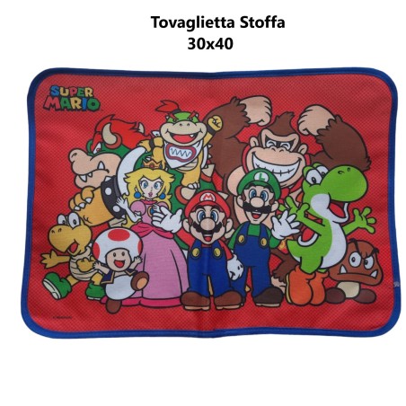 Tovaglietta pranzo impermeabile Disney Super Mario asciugamano Bambini per asilo e scuola 40x33 cm