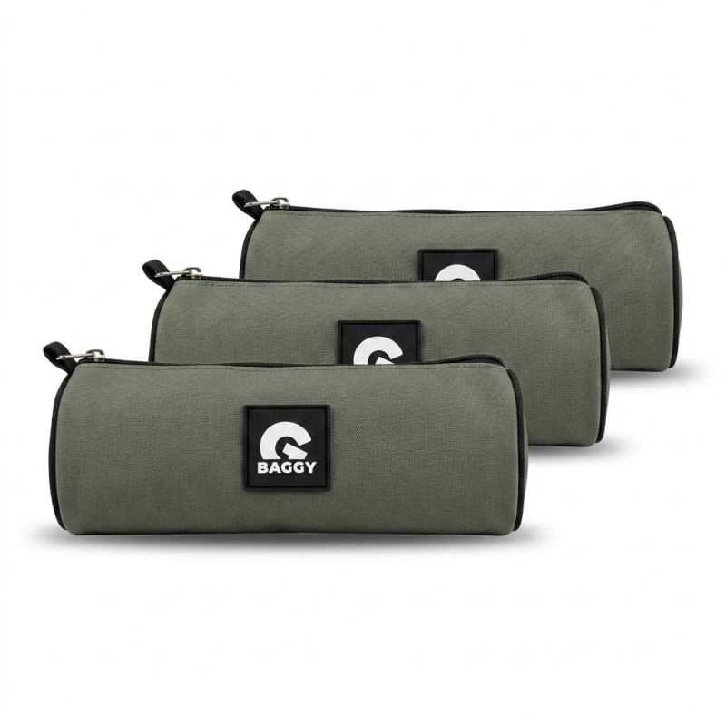 Set 3 Astucci BAGGY Grigio – Organizer Cilindrici in Materiale Tecnico – 7,5x21,5 cm