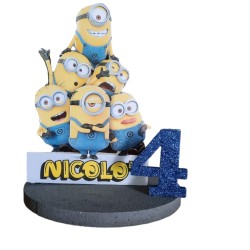 Centro Tavola Sagoma 3D Minions Personalizzato: Nome ed Età Decorazione Compleanno Bambini
