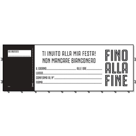 Blocchetto 20 Biglietti Inviti Compleanno Juventus Ufficiale – Ideali per Feste e Eventi | Dimensioni 22,5 x 7,6 cm