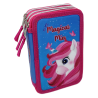 Astuccio Scuola Unicorno Disney 3 Zip Completo Portacolori con 18 Pennarelli Giotto Turbo Color Kit Scrittura e Disegno 43 Pezzi