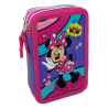Astuccio Scuola 3D Minnie Mouse Disney 3 Zip Completo | Portacolori con Pennarelli Giotto Turbo Color