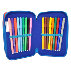Astuccio Scuola Paw Patrol 3 Zip Completo Portacolori con Pennarelli Giotto Turbo Color 43 Pezzi Multoscomparto Premium