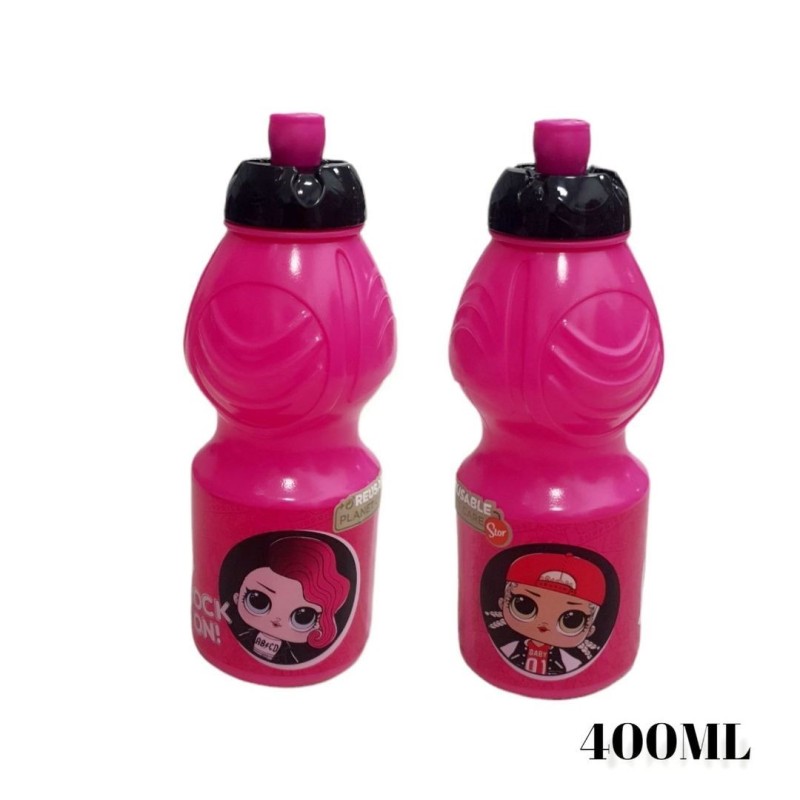 Borraccia Plastica LOL con Beccuccio Retrattile - 400 ml per Scuola e Sport