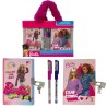 Set 2 Diari Segreti Barbie con Lucchetto e Penne Glitter – Valigetta Trasparente con Manico Peluche – Diario per Bambine