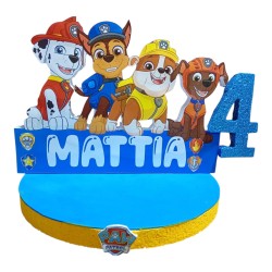 Centrotavola Personalizzato Paw Patrol con Nome e Numero – Base 30 cm – Decorazione Festa Compleanno Bambini