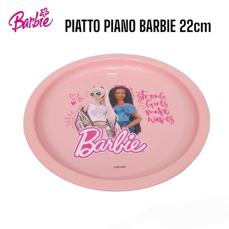 Piatto Barbie 22 cm in Plastica Riutilizzabile – Stoviglia per Bambini, Microonde, Scuola e Feste