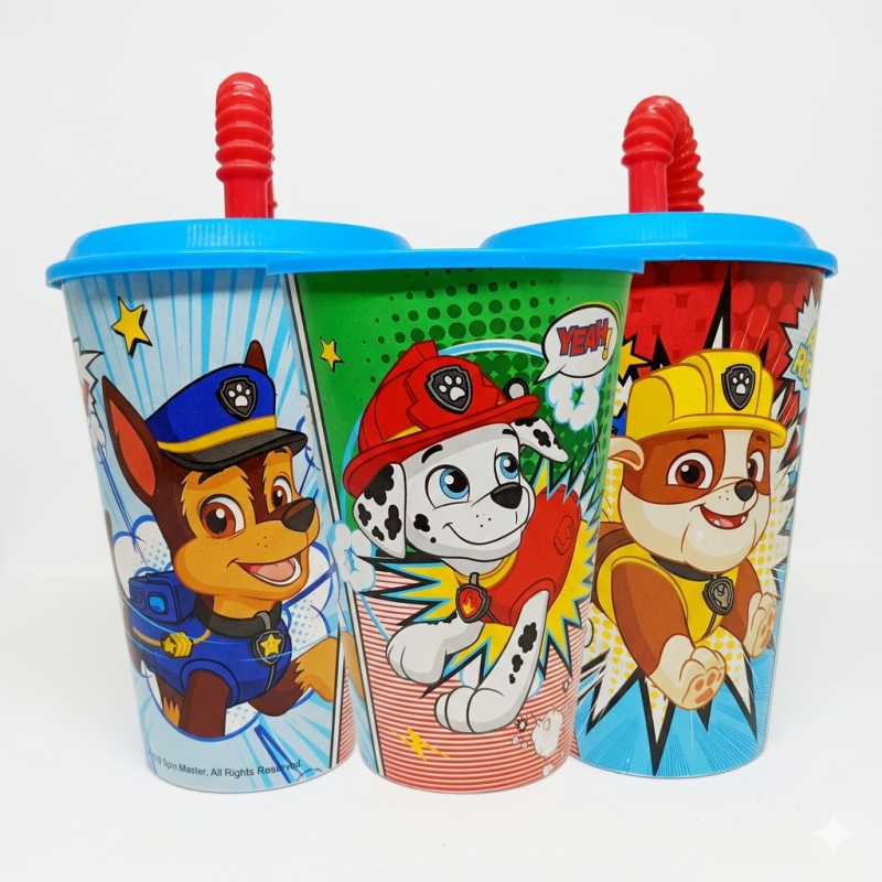 Bicchiere con Cannuccia Paw Patrol – In Plastica Riutilizzabile 430ml