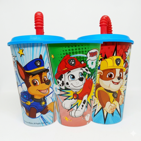 Bicchiere con Cannuccia Paw Patrol – In Plastica Riutilizzabile 430ml