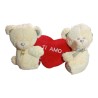 Set 3 Pezzi Romantico: Coppia Orsetti Peluche 40cm + Cuscino Cuore "Ti Amo" 30cm Separabili