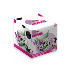 Tazza Portapenne Minnie Disney con 4 Pennarelli e Disegni da Colorare - Set Creativo per Bambini"