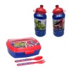 SET BORRACCIA PLASTICA CON PORTAMERENDA CON POSATE AVENGERS MARVEL IDEA REGALO E SCUOLA BAMBINO