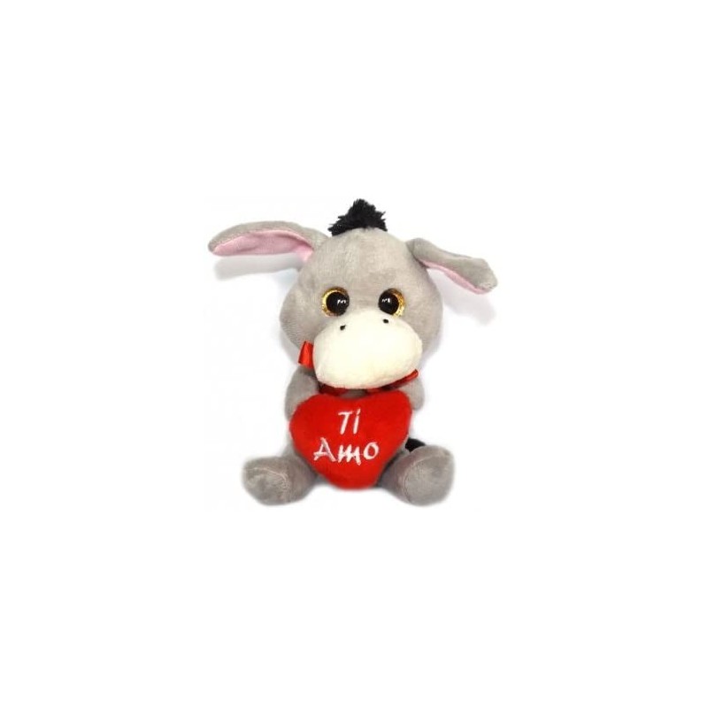 Peluche Sweet Heart Ciuchino con Cuore 15 cm – Pupazzo Morbido e Dolce Idea Regalo Romantico