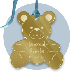 Tag in Plexiglass Orso 6x6 cm –Personalizzabili | Segnaposto Bomboniere Nascita, Battesimo, Feste e Cerimonie