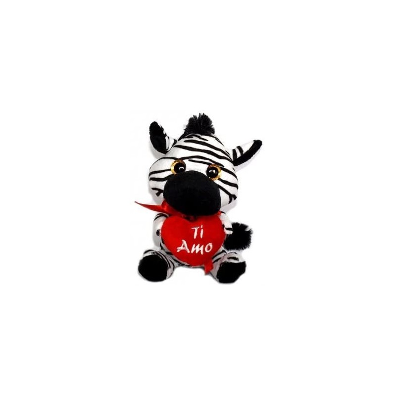 Peluche Zebra Sweet Heart con Cuore, Morbido Pupazzo 15 cm – Idea Regalo per Bambini e Innamorati