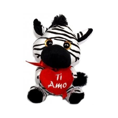 Peluche Zebra Sweet Heart con Cuore, Morbido Pupazzo 15 cm – Idea Regalo per Bambini e Innamorati
