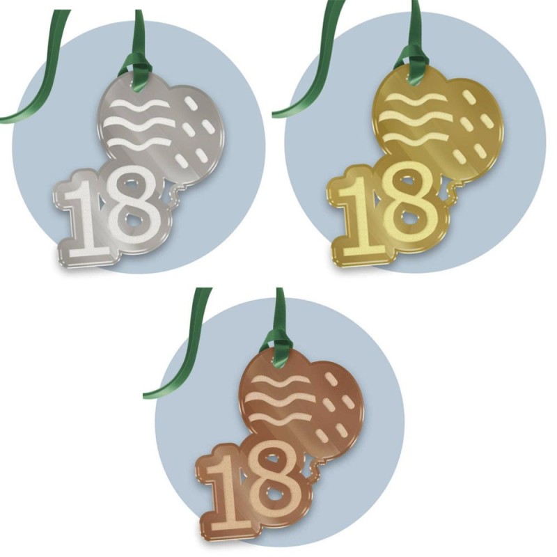 Tag in Plexiglass Personalizzato 18° Compleanno – Segnaposto Bomboniera Festa Elegante 6cm – Vari Colori