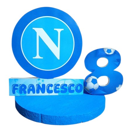 Centro Tavola Napoli Personalizzato in Polistirolo 3D – Decorazione Compleanno Tifoso SSC Napoli con Nome ed Età