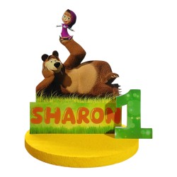 Centro Tavola Personalizzato Masha e Orso in Polistirolo 3D – Decorazione Compleanno Bambini con Nome ed Età