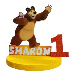 Centro Tavola Personalizzato Masha e Orso in Polistirolo 3D – Decorazione Compleanno Bambini con Nome ed Età