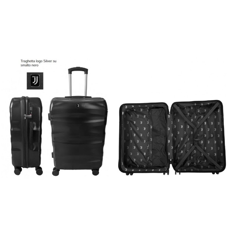 Trolley Juventus Valigia da Viaggio Cabina 55 cm in ABS - Bagaglio a Mano Unisex Adulto Ufficiale Nero