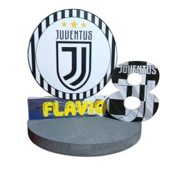 Centro Tavola Juventus Personalizzato in Polistirolo 3D – Decorazione Compleanno con Nome ed Età per Veri Tifosi Bianconeri