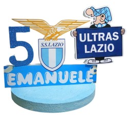 Centro Tavola Personalizzato in Polistirolo – Tema Lazio Calcio con Numero, Nome e Sagoma Decorativa | Base 28 cm, Altezza 25 cm