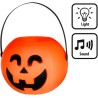 Zucca per Halloween con luce e suono, sacchetto di plastica, decorazione di Halloween Dolcetto Scherzetto
