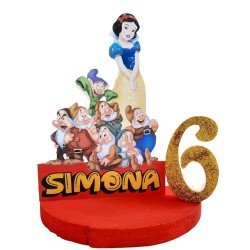 Centro Tavola 3D Biancaneve e i Sette Nani - Compleanno Personalizzato