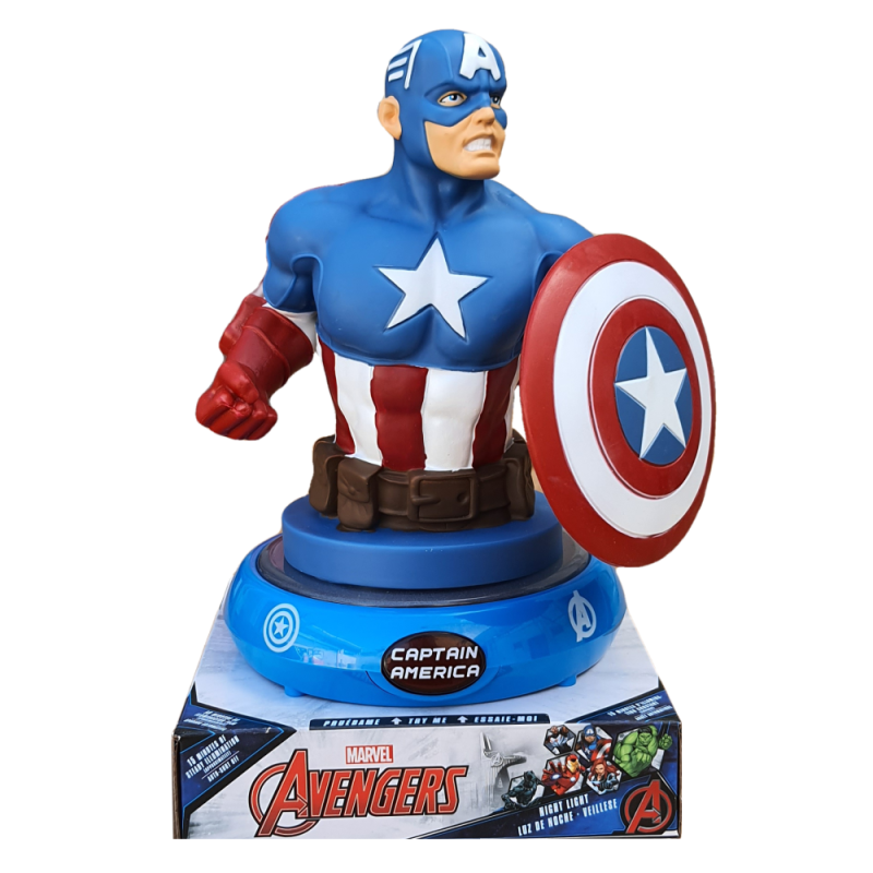 Lampada 3D Capitan America Marvel Avengers LED da Comodino con Batterie Incluse – Idea Regalo Bambini