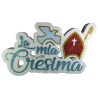 Centro Tavola Cresima Polistirolo Personalizzato Mitra Colomba Glitter Celeste 42x25 cm