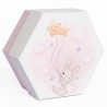 Scatola esagonale rosa Porta Confetti con 2 scomparti decoro Coniglietto Rosa cm 8x8x4 – 20 pz-