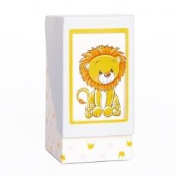 Scatoline Porta Confetti con Leone Scatola Fai Da Te 4X4X8.5 Conf. 20pz Nascita Battesimo