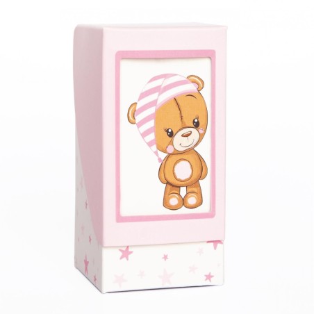 Scatoline Porta Confetti con Orsetto Rosa Scatola Fai Da Te 4X4X8.5 Conf. 20pz Nascita Battesimo