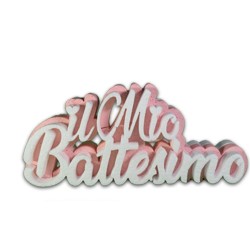 Scritta il Mio Battesimo Rosa in Polistirolo 35x20 cm Decorazione Centro Tavola per Festa