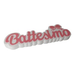 Decorazione Portaconfetti 2 in 1 per Battesimo Rosa con Fiocco - Vassoio in Polistirolo 60x15x6 cm
