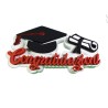 Scritta Polistirolo Congratulazioni Laurea con Tocco e Pergamena 25x24x 6 cm Decorazione centro tavola