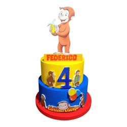 Torta Scenografica Curioso Come George in Polistirolo - Personalizzata con Nome ed Età - Decorazione Compleanno Bambini 65 cm